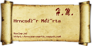 Hrncsár Márta névjegykártya